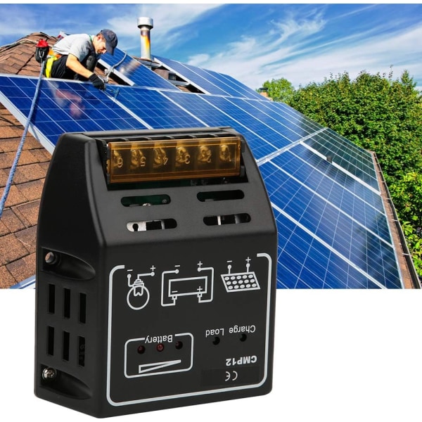 Solpanel，Solarladdningskontroll svart med överladdnings-/överurladdningsskydd CMP12 20A 12V/24V