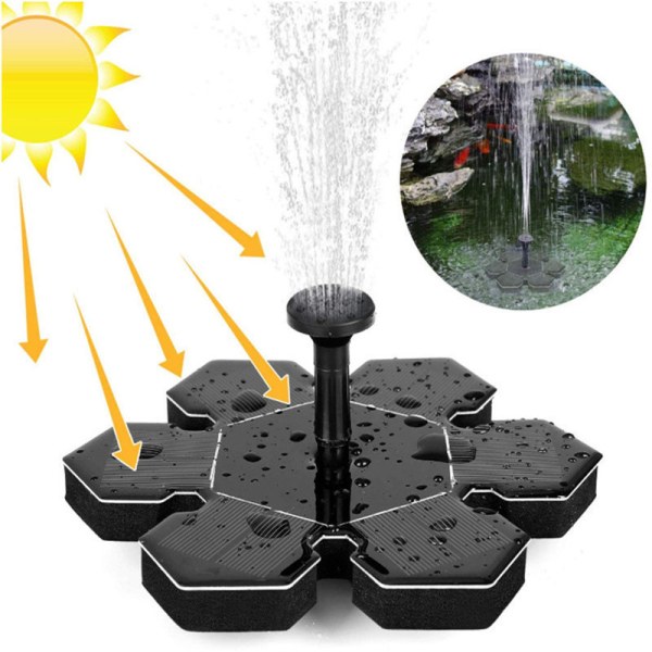 Power Fågelbad Vattenfontänpump Solsprinklerfontän för pooldamm Trädgårdsakvariuminredning
