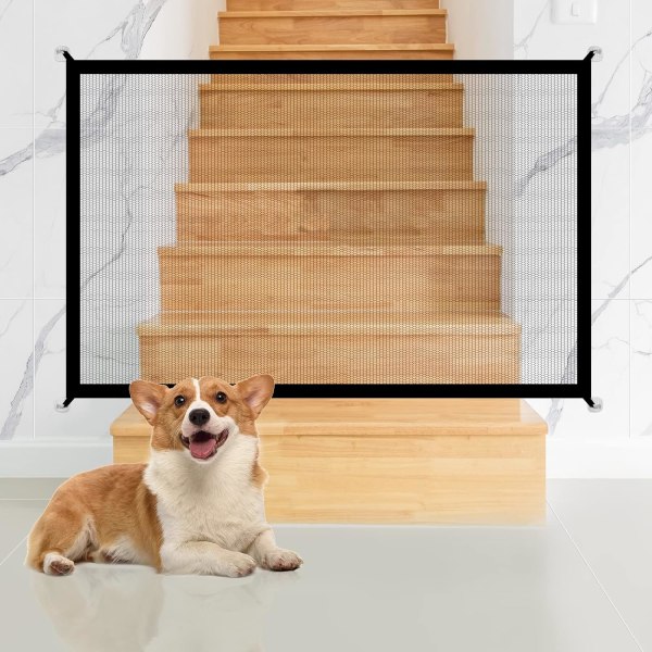 Mesh i nät för trappor, justerbar magic husdjursgrind, bärbar hopfällbar säkerhetsinfällbar hundgrind (180x72 cm)