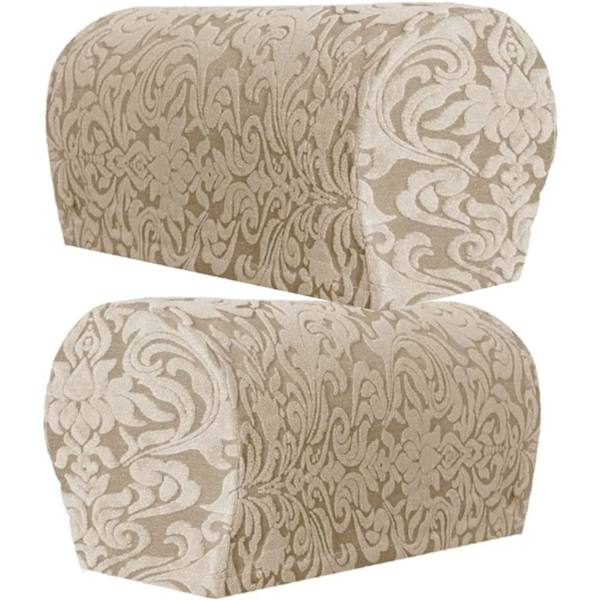Stretch Armrest Covers, 1 Par Armstödsöverdrag med Vridstift för Armar, Armöverdrag Mjuk Polyester(Khaki)
