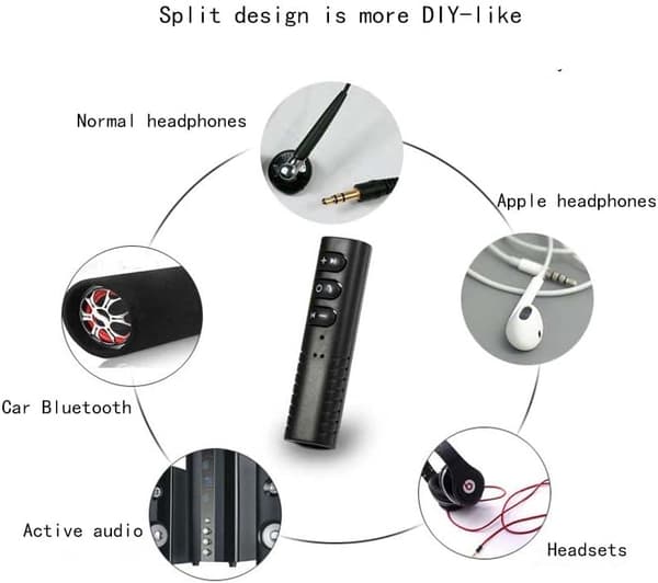 Bluetooth-adapter för bil, brusreducerande Bluetooth AUX-adapter, för hemmastereo/trådbundna hörlurar