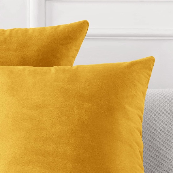 Set med 2 kuddfodral i sammet 45 x 45 cm fyrkantig soffkudde med dold  dragkedja (gul) Yellow e69f | Yellow | Fyndiq