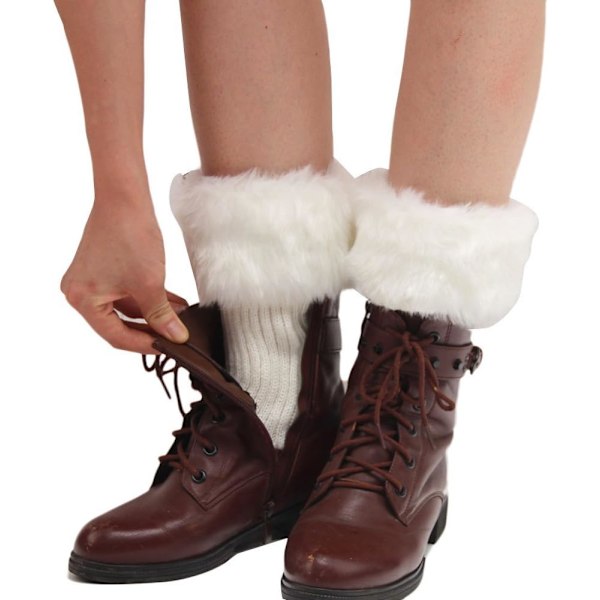 Dam vinter varma konstgjorda päls virkade stövlar strumpor korta strumpor (Khaki) 1 par Khaki