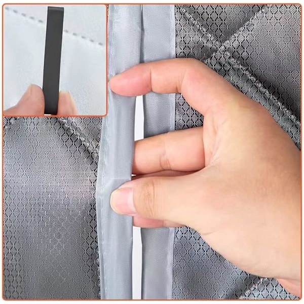 Magnetisk termisk isolerad dörrgardin 100 x 200 cm, robust tjock dörrskärm, grå (90×200) 90*200cm