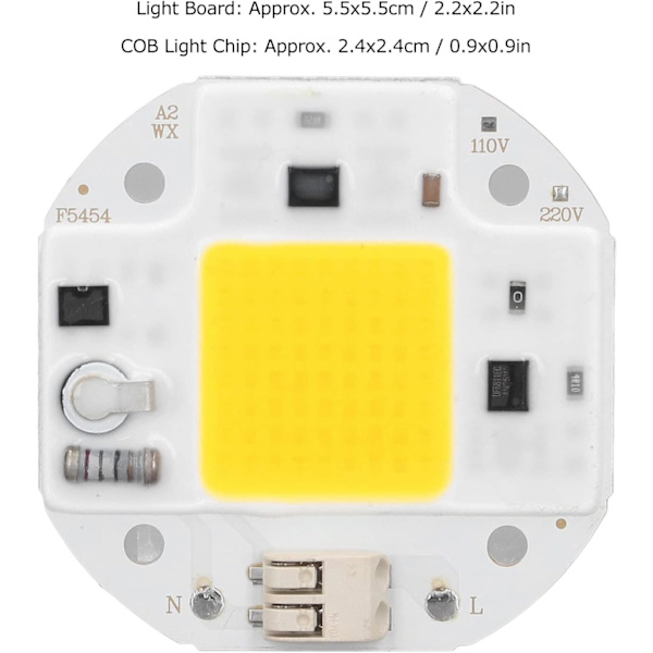 Högpresterande LED-chip, lampchip DIY-belysning för strålkastare strålkastare 220V (50W varmvit) 50W Warm White