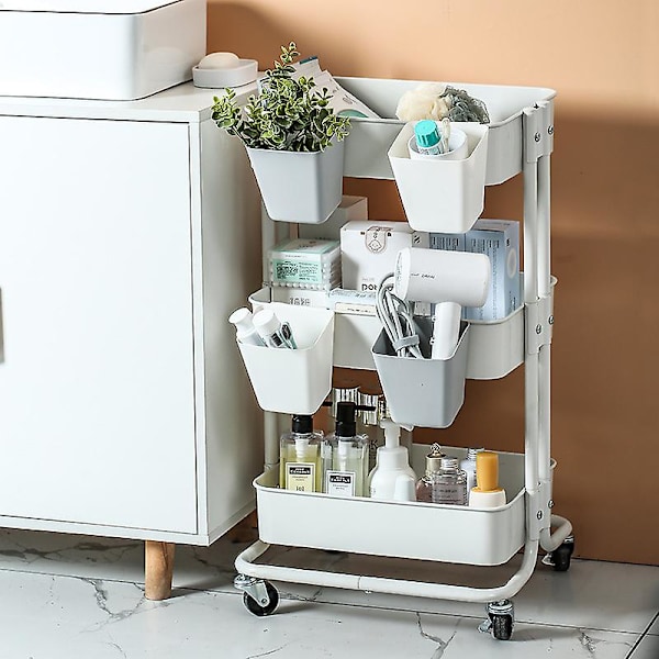 Väggmonterad förvaringslåda i plast, sänghylla, förvaringskorg för kök (vit) White