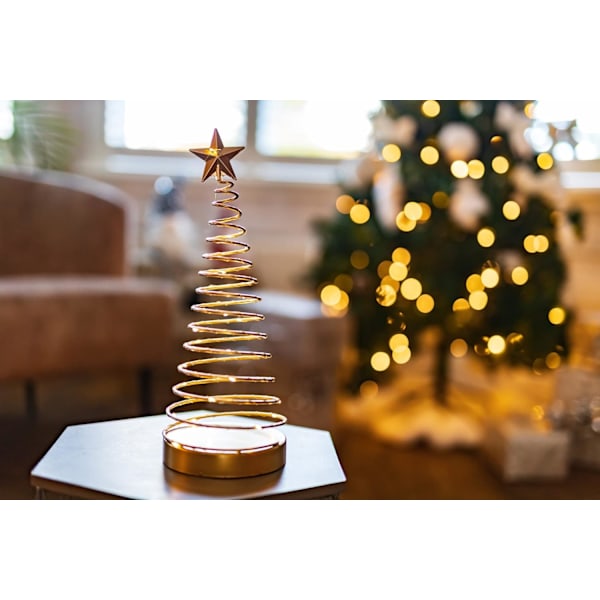 Julgransprydnad inomhus LED festlig dekor spiral förbelyst julgransdekoration batteridriven