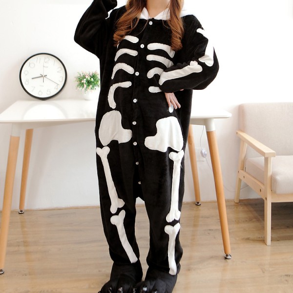 Halloween Unisex Onesie Kigurumi Fancy Dress Kostym huvtröjor Pyjamas Sleep Skeleton M för 158--165cm