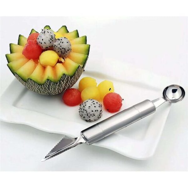 Lot de 2 cuillères à melon en acier inoxidable - Éplucheur à fruits - Outil de découpe multifonction pour salades de fruits,