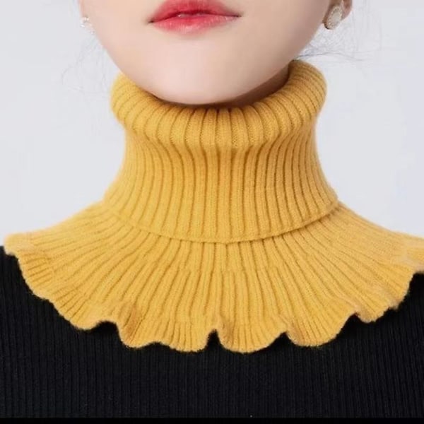 Stickad halsduk för damer dekorerad falsk krage nackstöd (gul) Yellow