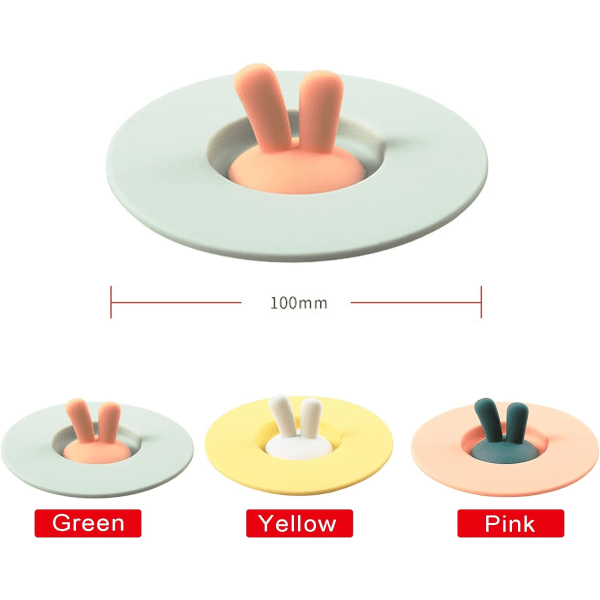 Anti-damm silikonkoppar, för hem utomhus för kaffe ölmugg dricksglas (form: kaninöron) 3-pack