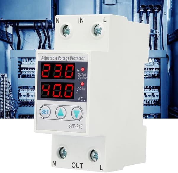 Enfasig justerbar överspänning under spänning ström skyddsrelä, strömstabilisator voltmeter 230VAC (63A)