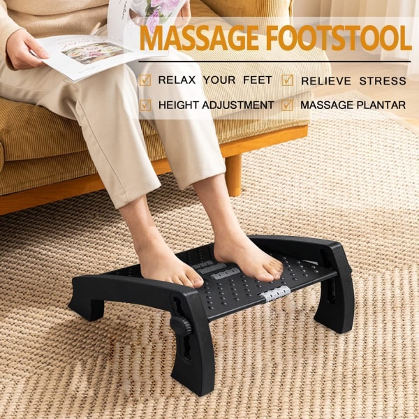 Fotstöd, höjdjusterbart fotstöd under arbetsbord, ergonomiskt fotstöd under kontorsbord, fotstöd under skrivbord med stor rullmassagefunktion
