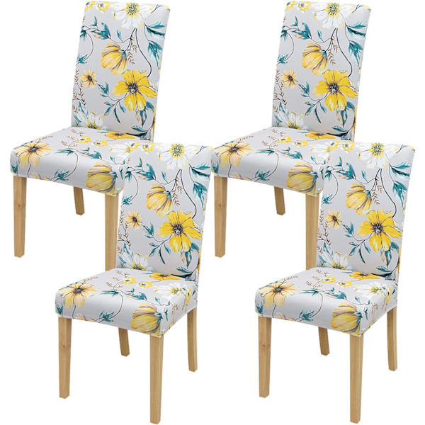 Matstolar, Print cover med blommönster, set tvättbar cover(paket med 4)