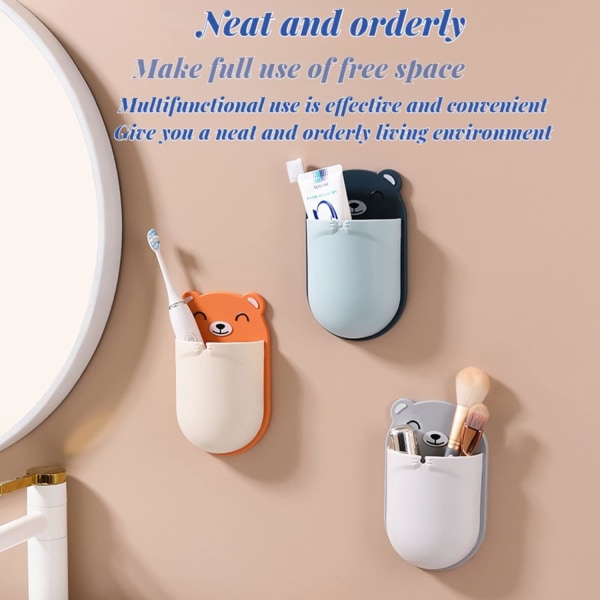 Väggmonterad förvaringsbox, multifunktionell självhäftande väggmonterad mobiltelefonhållare, mobiltelefonladdare väggmonterad förvaringsbox (orange)