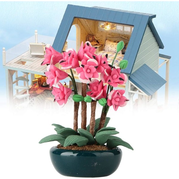Mini blomma fe trädgård mini växt simulering ros krukväxt mini bonsai modell dockhus