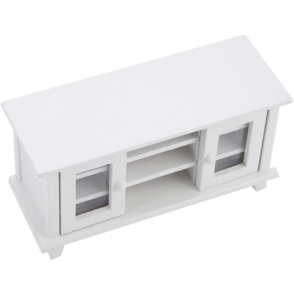 Dockhus 1:12 Miniatyr Trämöbler Dubbeldörr TV-skåp (Vit) 1 st White