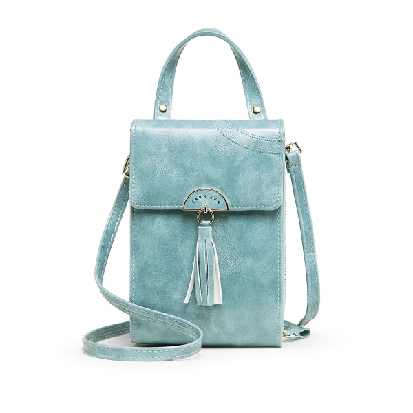 Dam PU Läder Handväska Mini Justerbar Axelväska Crossbody Väska Light blue