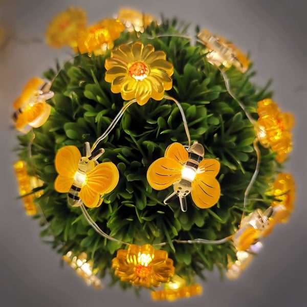 10ft 30LED Solros Bi Fairy Koppartråd Strängljus Batteridriven Dekorationsljus med Fjärrkontroll Timer för Utomhus Barnkammare Bröllop