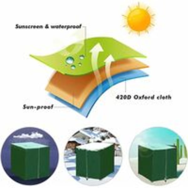 1000 liters vattentank presenning, IBC regnvattentank solskydd presenning, damm- och UV-skydd, skyddande lock, grön (116 x 100 x 120 cm)