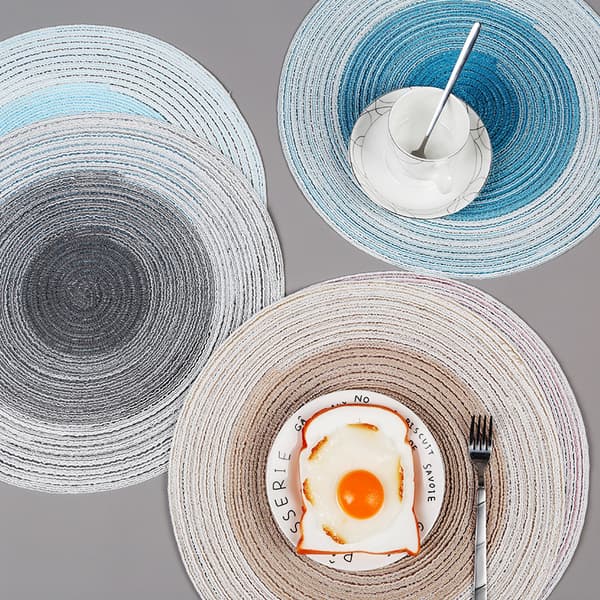 4 st runda placemats grå