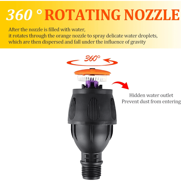 Trädgårdssprinkler, 1/2" automatisk 360 graders roterande gräsmatta bevattningssystem Vattensprinkler (2 st)