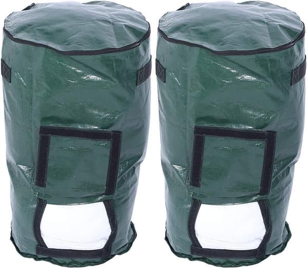 2 st trädgårdsavfallspåsar (H60cm,D35cm) Vattentäta sopsäckar Rivsäkra lövgräsäckar med lock