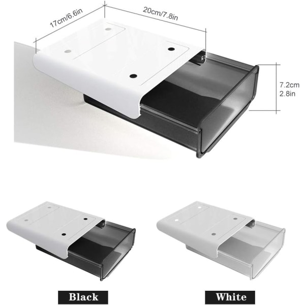 2 st under-desk lådor, under-table låda, skrivbordsdekal dold låda, skrivbordsorganisatör lådbricka