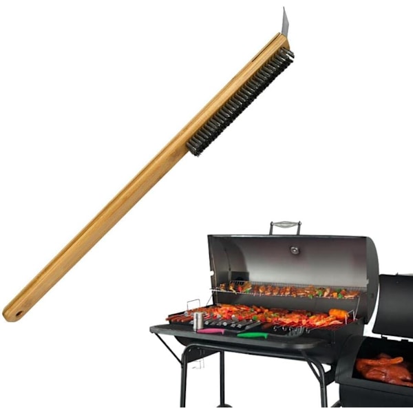 Pizzaugn rengöring skrubbborste med skrapa långt handtag, grillrengöringsborste pizzaugn tillbehör