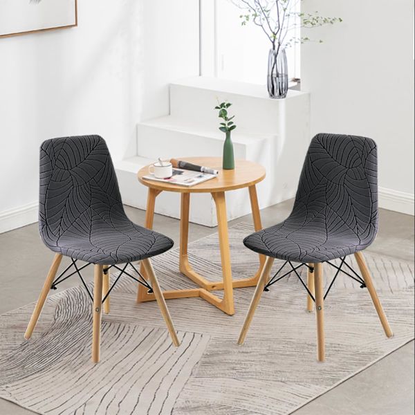 Matstolsöverdrag Set om 4, Stil Skalmatsalsstol Mid Century Modern Chair Sipcover, Stoppad matsal Accent Sidostolsöverdrag, Grå grey