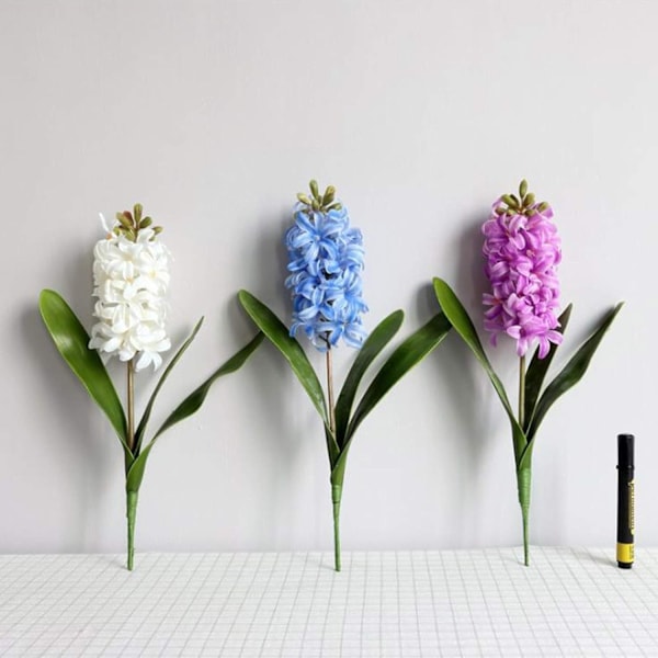 3 st Hyacint Konstgjorda Blommor, 16,5 Tum Lång Stjälk Silke Hyacint Blomma, Hyacint Narcissus Plast Konstgjord Blomma