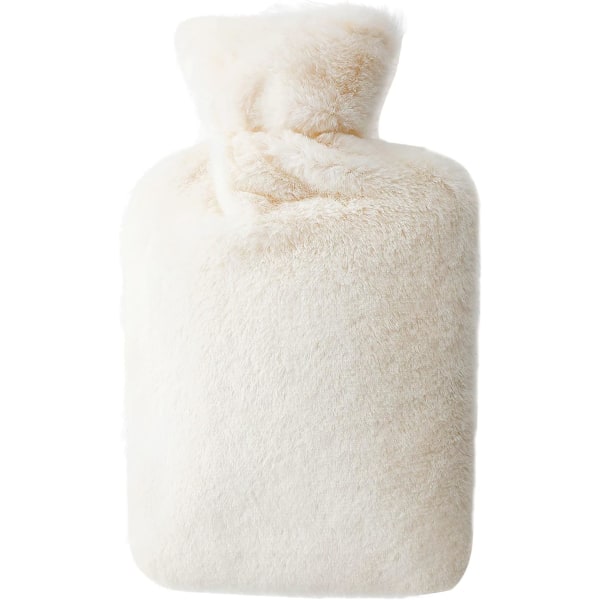 Med ett mjukt fluffigt cover för att lindra smärta 2 L varmvattenpåse (vit)