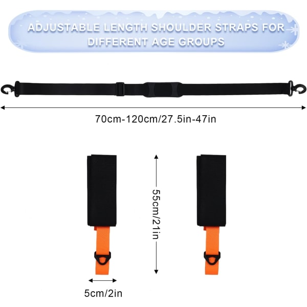 Skidrem och stavshållare, justerbara skidbärarremmar vadderad axelslinga för utförsåkningstillbehör