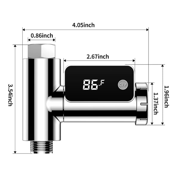 Digital Duschtermometer Flödeskrafttermometer Roterbar LED-display Duschvattentemperaturmonitor