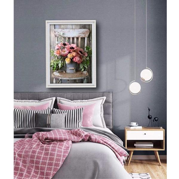 Diamantmålningssats för vuxna, diamantkonstsats för vuxna, diamant full diamant rund kristallkonstmålningssats, blommor 16x12 tum