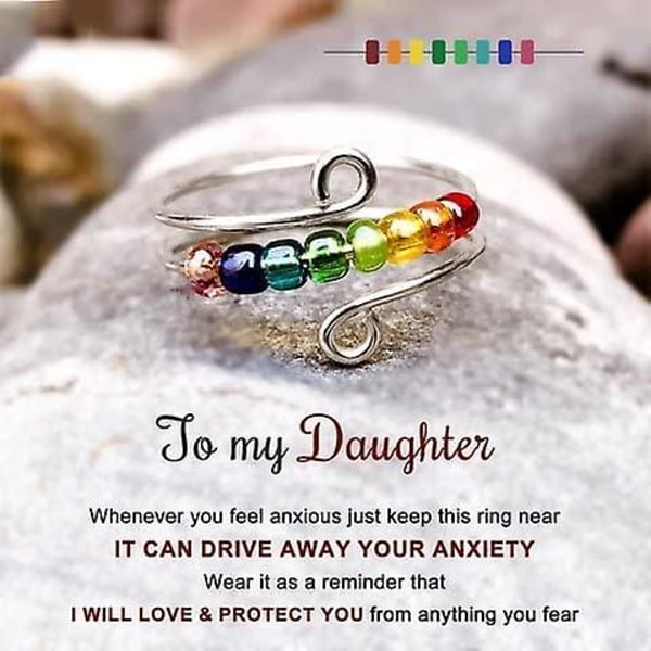 Till min dotter - Drive Away Your Anxiety Rainbow Beads Fidget Ring