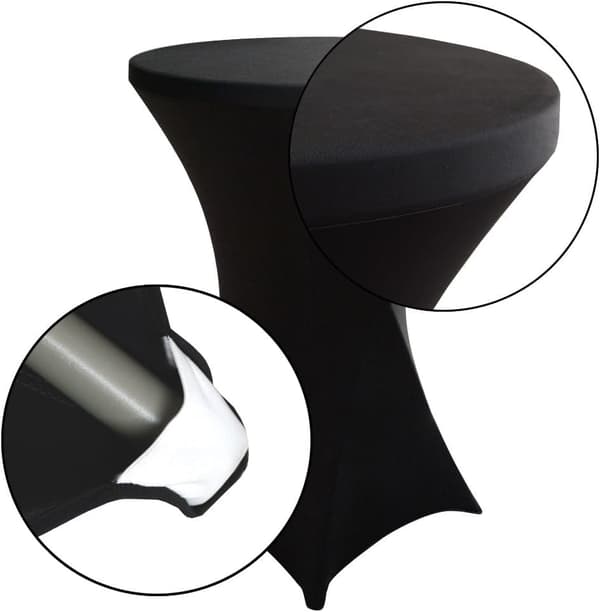 Set med 3 stretchbara bordsdukar, bordsdukar i spandex, 80 cm, för bistrobord med diameter 80-85 cm
