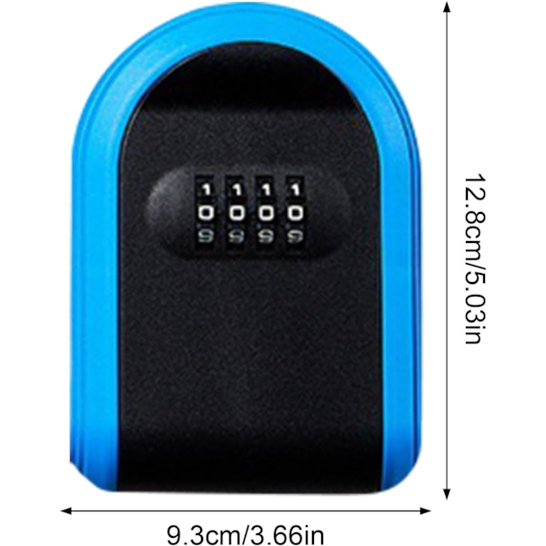 Säkerhetsnyckelbox, säkerhetskombinationsnyckel, 4-siffrig nyckelbox, robust husnyckellåda, robust säkerhetskombinationsnyckelgömma, blå blue