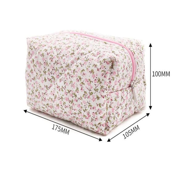 Bloom Puffy Quilted Makeup Bag Stor Resväska Kosmetika Väska Rosa