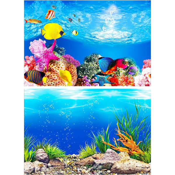 12 x 21 tum Dubbelsidig akvariumbakgrund Akvariumdekoraffisch Pappersdekal Tapetklistermärke Terrariumbakgrund (typ 1)