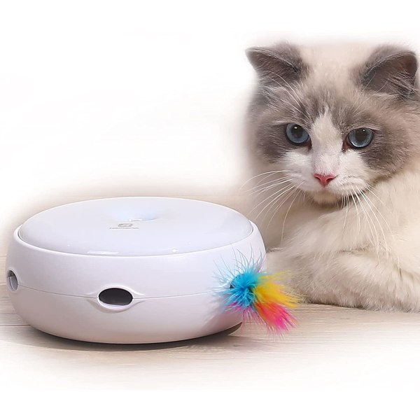Interaktiv kattleksak, automatiska fjäderkattspel, kattungevirvelspel för inomhuslägenhet Batterier ingår