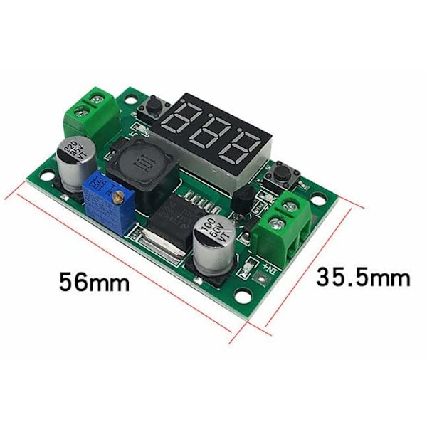 LM2596 Högpresterande Buck-omvandlare DC till DC Spänningsregulator 4-40V till 1,25-37V med LED Voltmeter Display