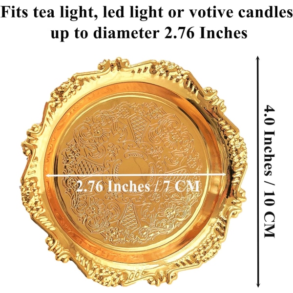 4-pack guld dekorativt mönster präglad järnplatta ljus te ljushållare dekorativ 4,0 tums votiv ljushållare löst ljus
