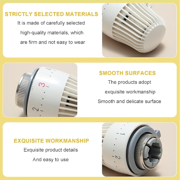 2 st radiatortermostatventilhuvud endast M30 X 1,5 radiatortemperaturkontrollknopp ersättning vit