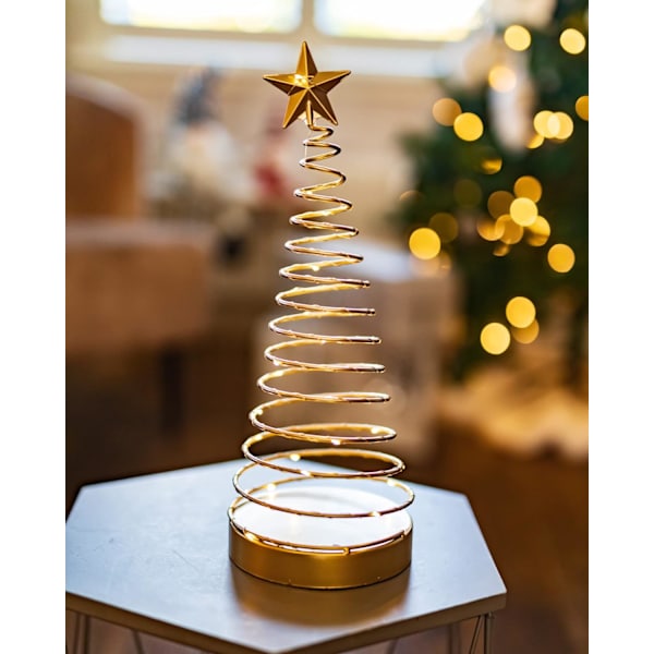Julgransprydnad inomhus LED festlig dekor spiral förbelyst julgransdekoration batteridriven