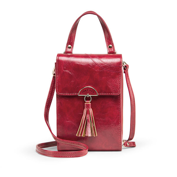 Dam PU-läder plånbok Mini justerbar axelväska crossbody väska red