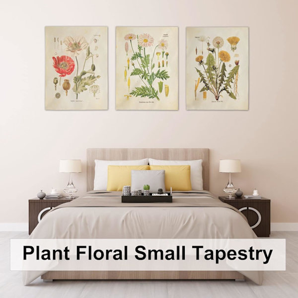 3 st blommor gobeläng väggdekoration vildblomma växt blommig gobeläng diagram liten gobeläng för sovrum vardagsrum