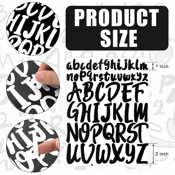 520 självhäftande bokstäver, 10 ark 2,5 cm 5 cm stora bokstäver klistermärken Praktiska bokstäver (svart) black