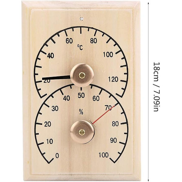 2 i 1 Basturum Termometer och Hygrometer, Trä Fuktighetsmätare Digital Fuktighet för Inomhusbadkar Spa