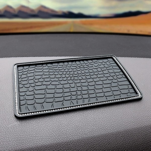 Instrumentbräda Anti-Slip-matta, bilförvaringsmatta Sticky Grip-matta Universal Center Console Anti-Slip Sticky Grip-matta, 20 cm x 13 cm med borr